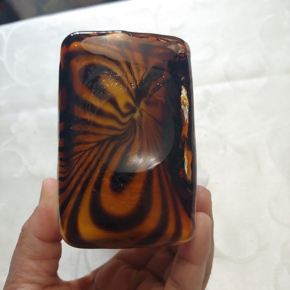 Blown Decorative Glass Tiger Striped Glass Hand Bag - Picture 9 of 10